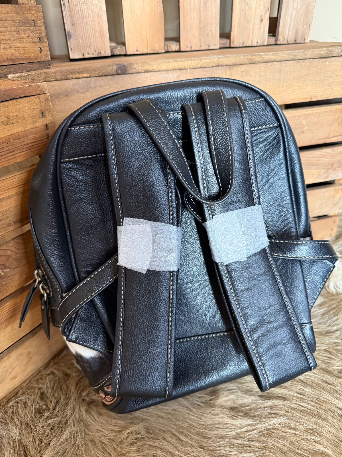 Western Cowhide Tooled Leather Backpack Bag