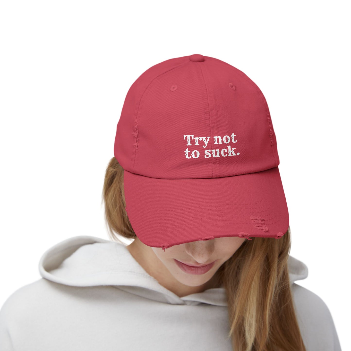 Try Not to Suck Distressed Cap