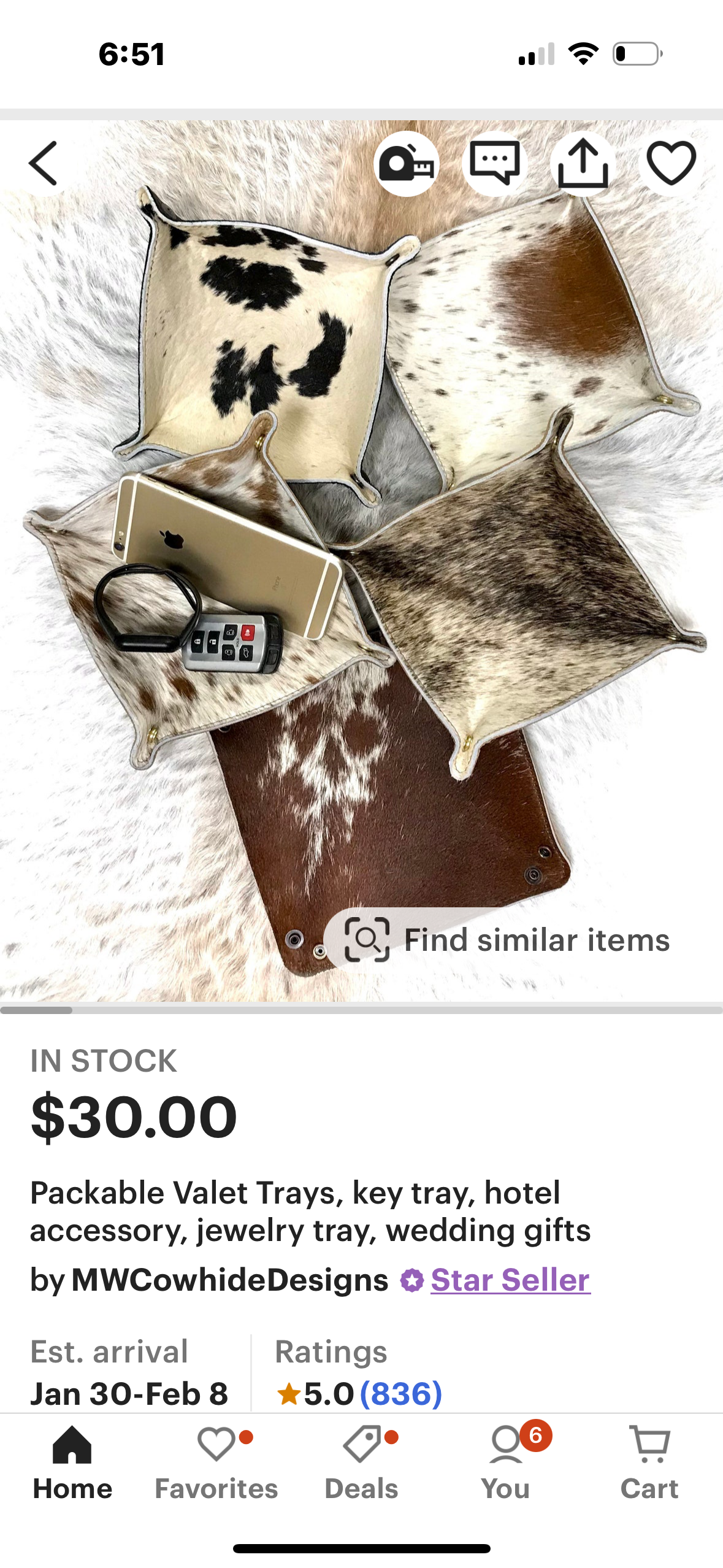 Custom Branded Cowhide Valet Tray