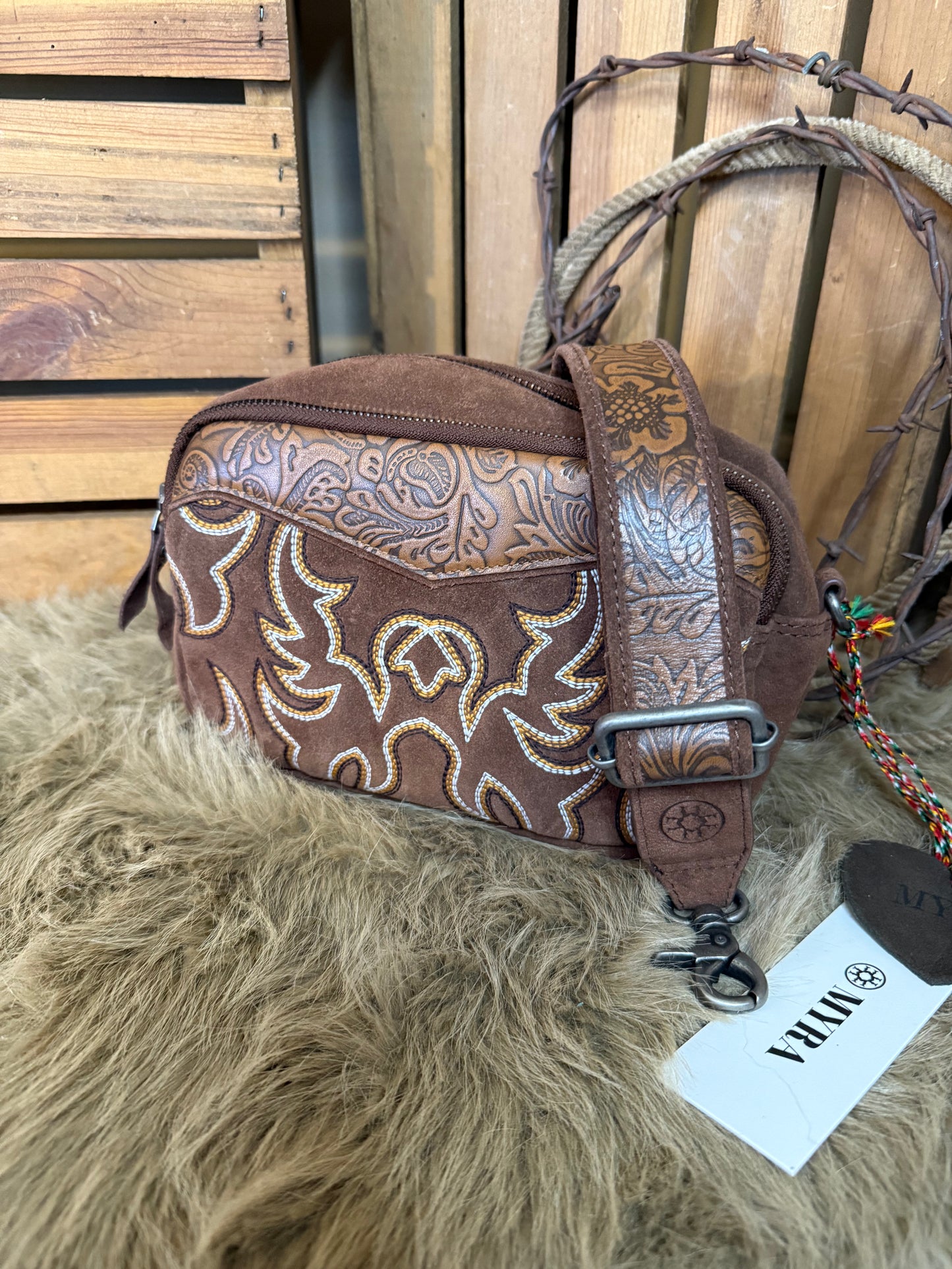 Western Boot Stitched Crossbody Bag, Tooled Leather Crossbody Bag, Crossbody Purse, The Maverick and Outlaw Bag