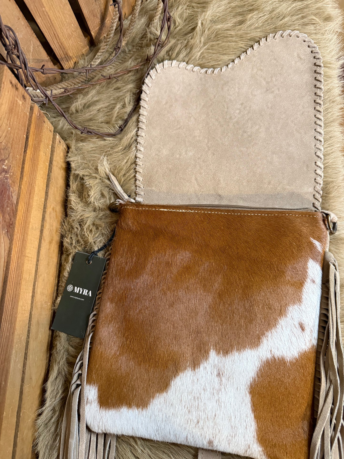 Western Cowhide Fringed Conceal and Carry Crossbody Bag, Cowhide Crossbody Purse, The Annie Oakley Purse