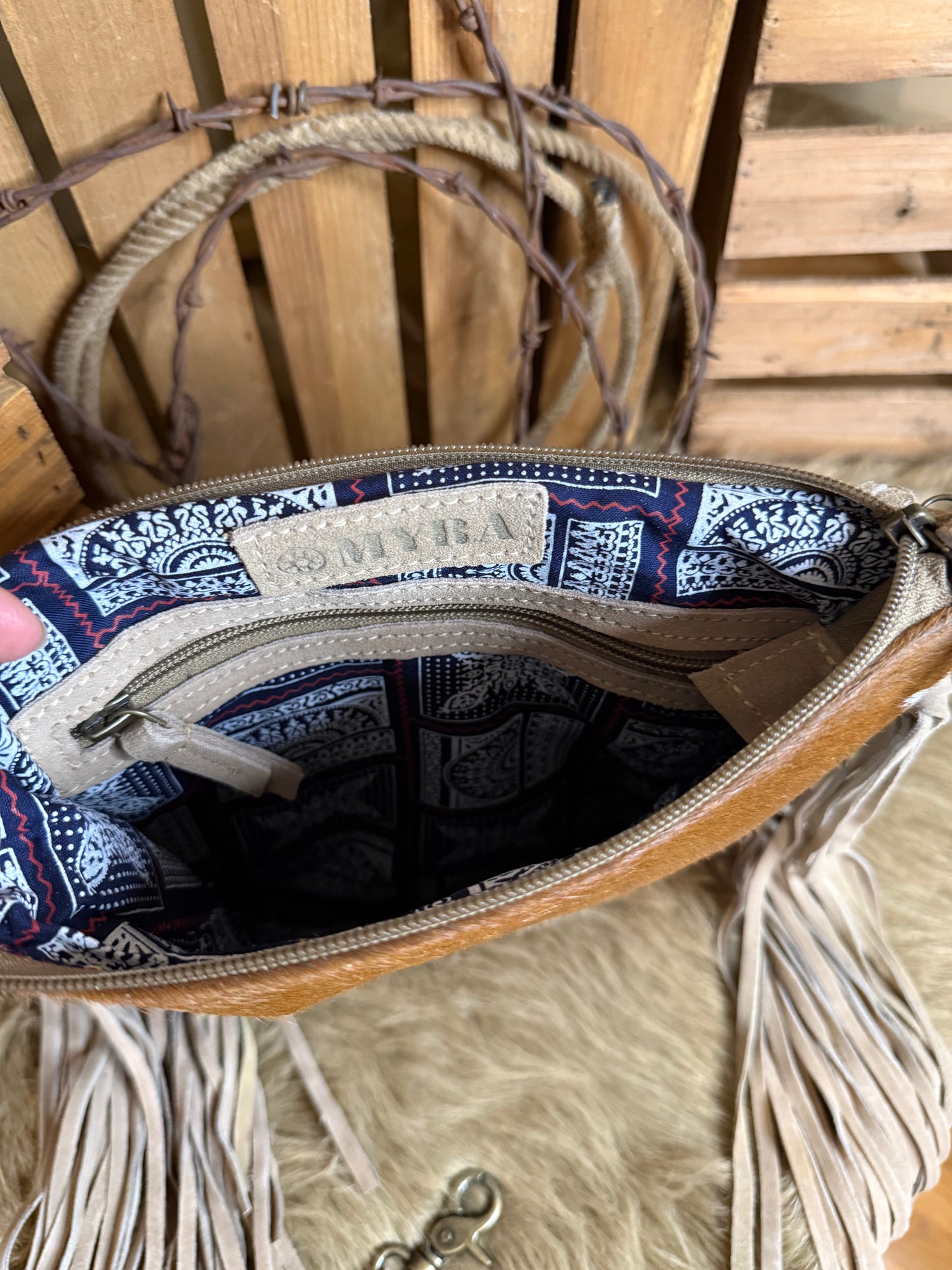 Western Cowhide Fringed Conceal and Carry Crossbody Bag, Cowhide Crossbody Purse, The Annie Oakley Purse