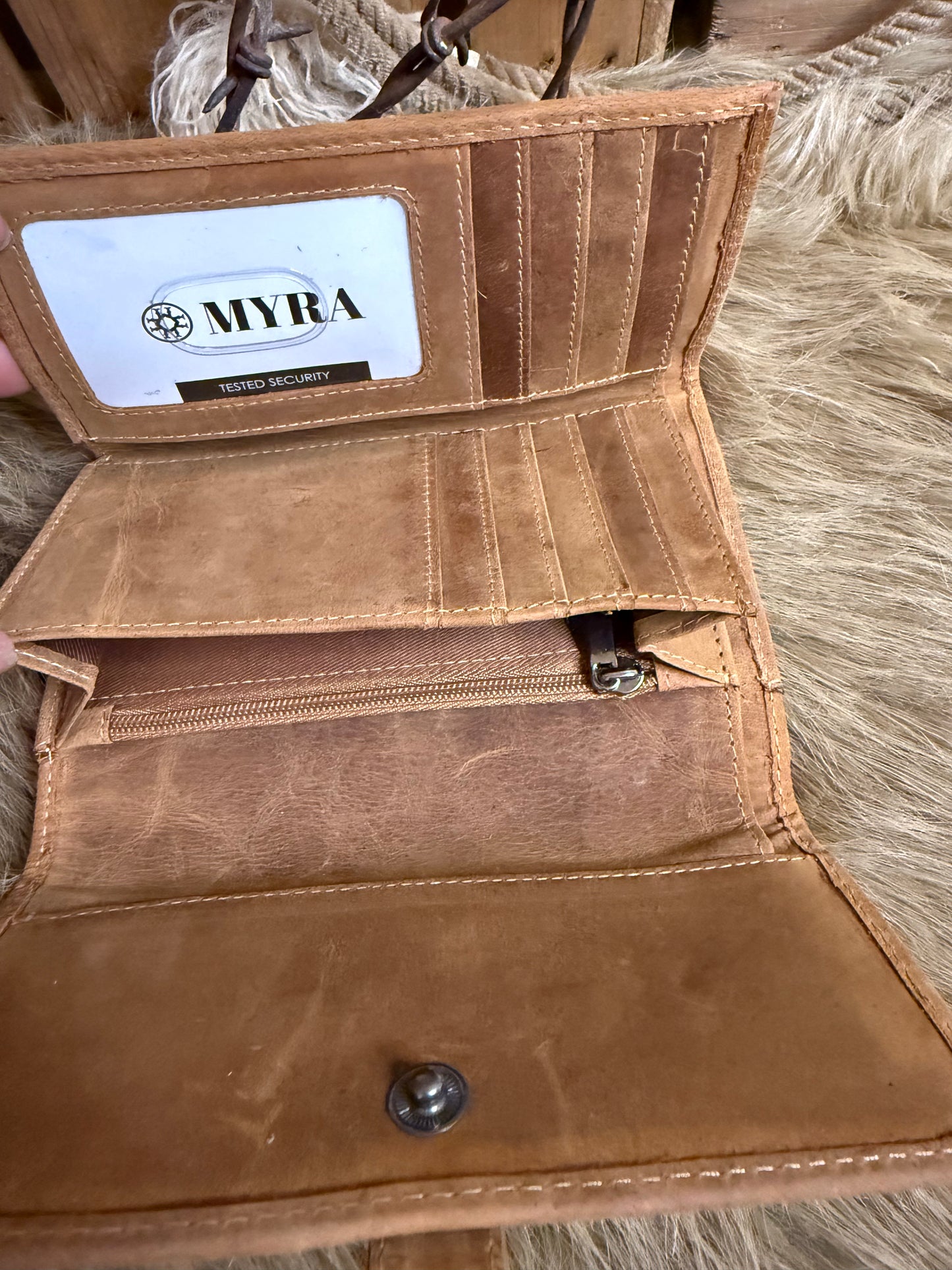 Western Cowhide and Leather Wallet, Custom Branded Leather Wallet, The Antelope Trail Wallet