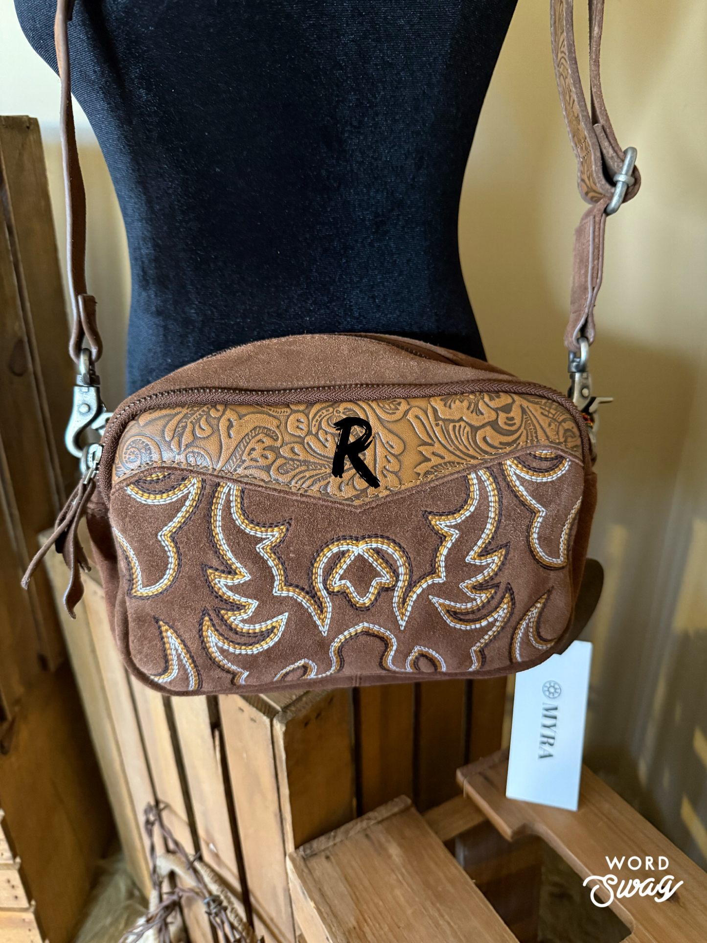 Western Boot Stitched Crossbody Bag, Tooled Leather Crossbody Bag, Crossbody Purse, The Maverick and Outlaw Bag