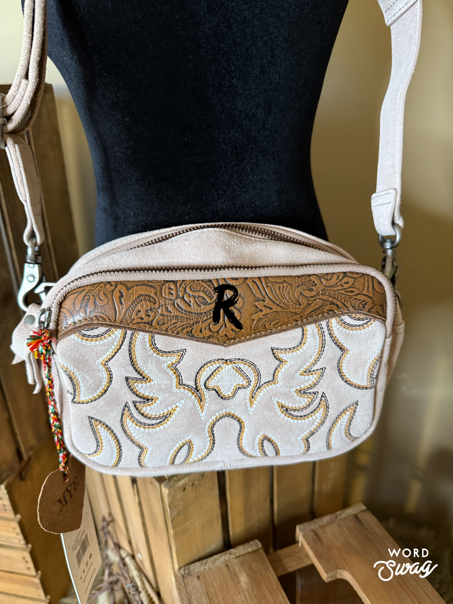 Western Boot Stitched Crossbody Bag, Tooled Leather Crossbody Bag, Crossbody Purse, The Maverick and Outlaw Bag