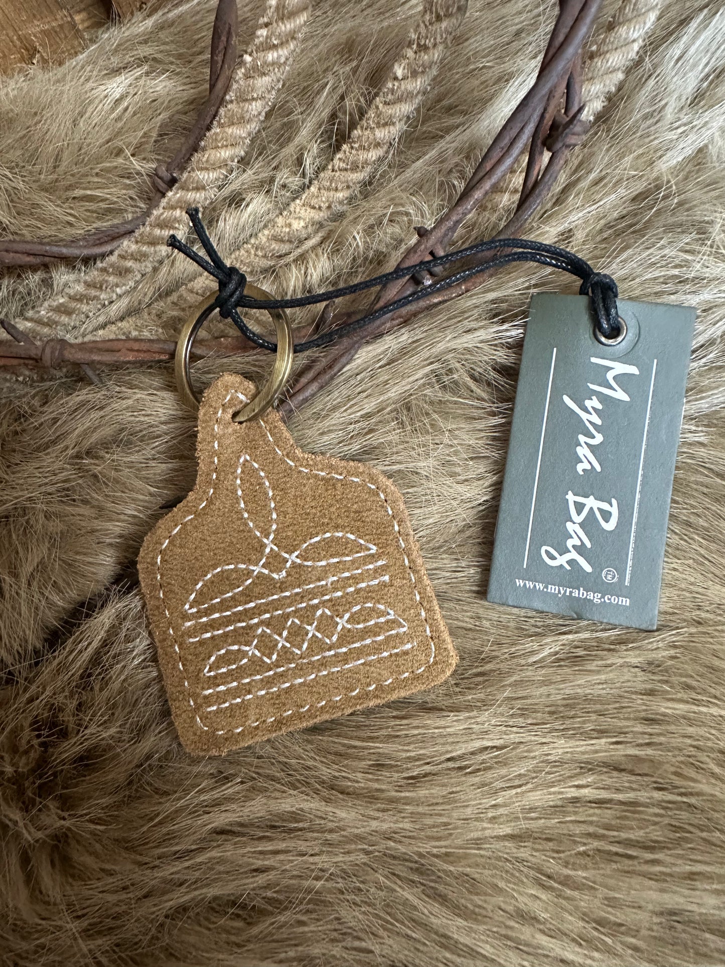 Custom Branded Saddle Stitch Key Ring, Personalized Western Key Ring
