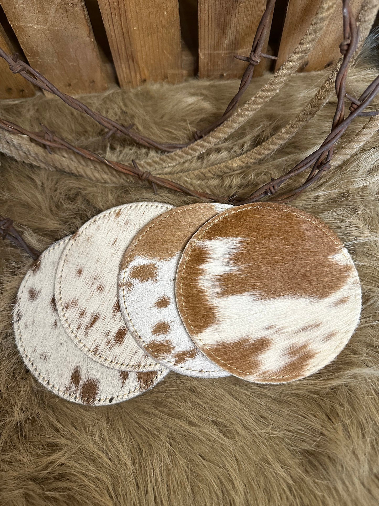 Custom Branded Cowhide Coasters