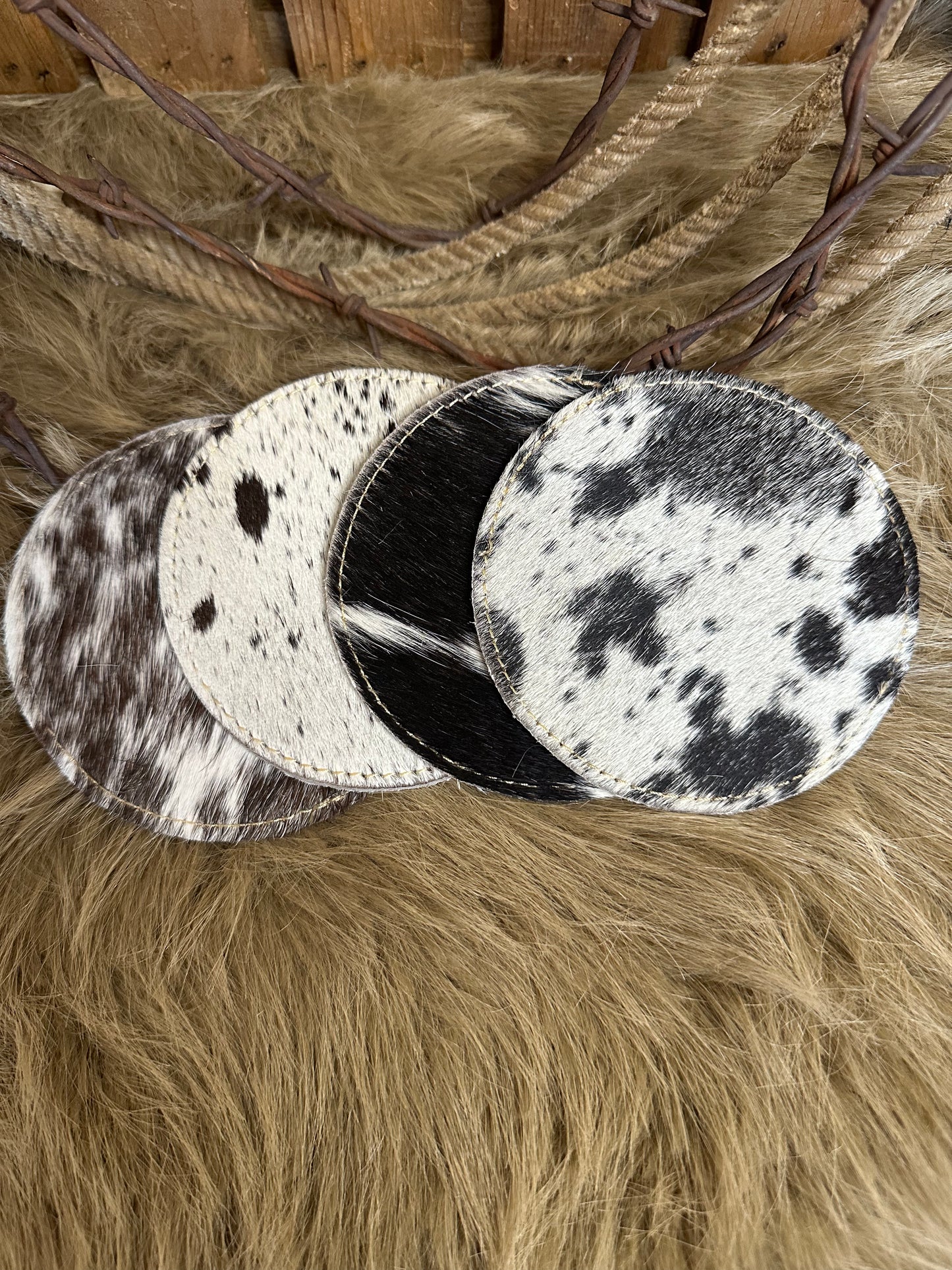 Custom Branded Cowhide Coasters