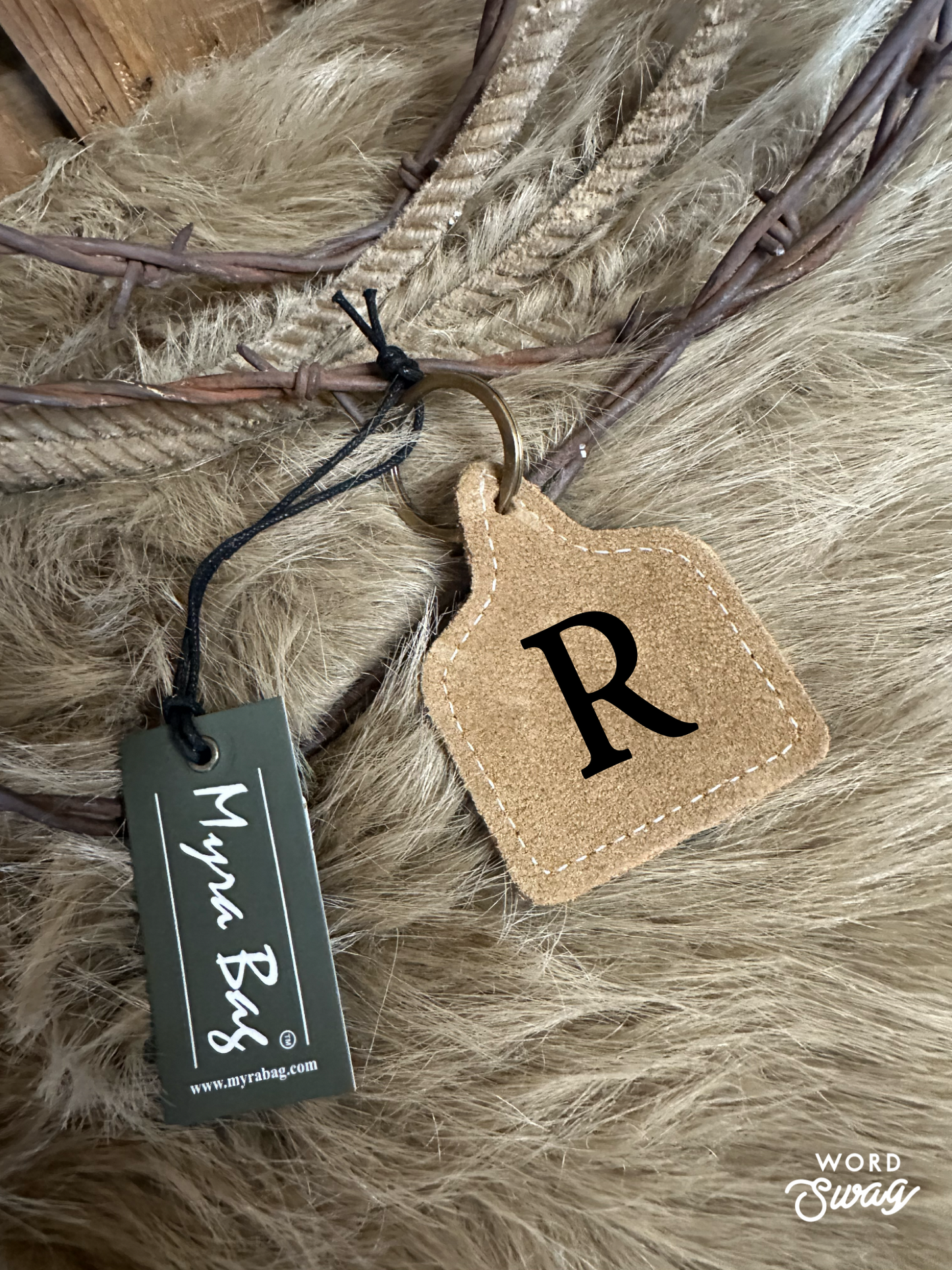 Custom Branded Saddle Stitch Key Ring, Personalized Western Key Ring