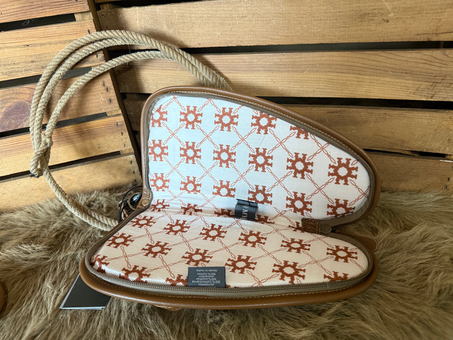 Tooled Leather Gun Case with white buck stitch