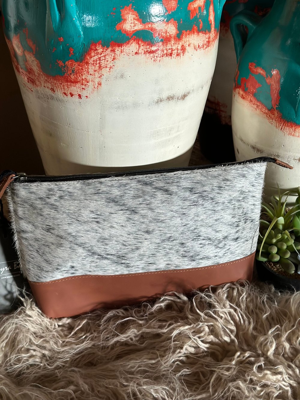Custom Branded Cowhide Cosmetic Bag