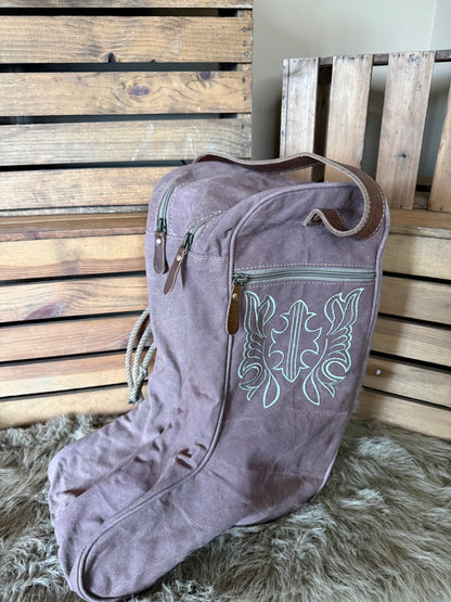 Western Boot Bag, Canvas with Boot Stitching detail