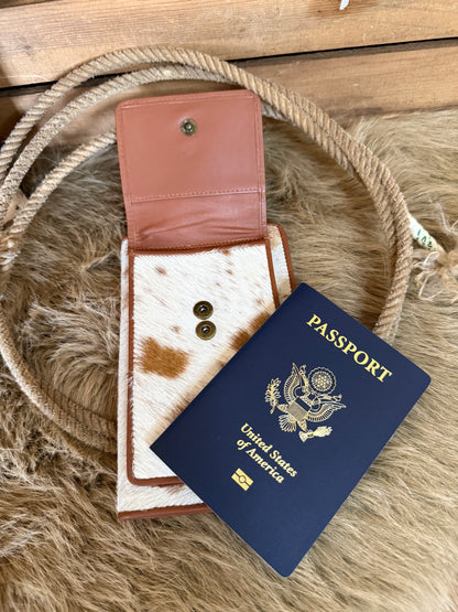 Cowhide Passport Wallet Holder, Free Custom Branding, Personalized Western Passport Wallet, Gift for Travel
