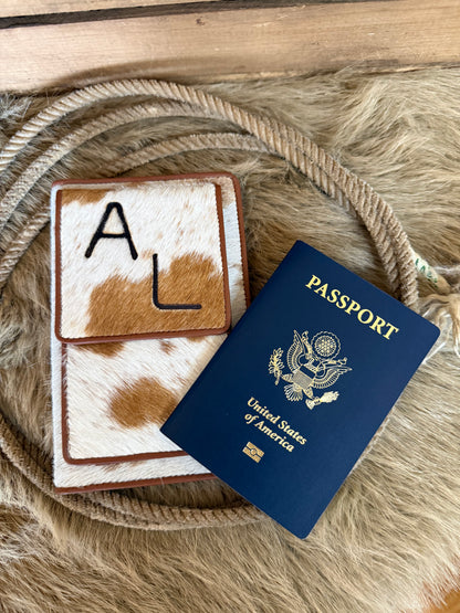 Cowhide Passport Wallet Holder, Free Custom Branding, Personalized Western Passport Wallet, Gift for Travel