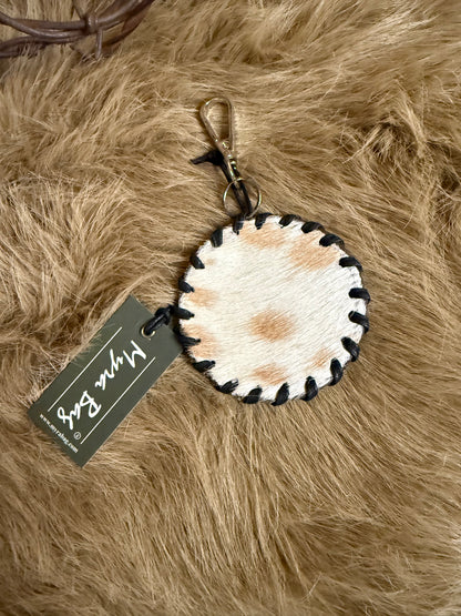Custom Branded Cowhide Western Star Key Ring, Bag Charm