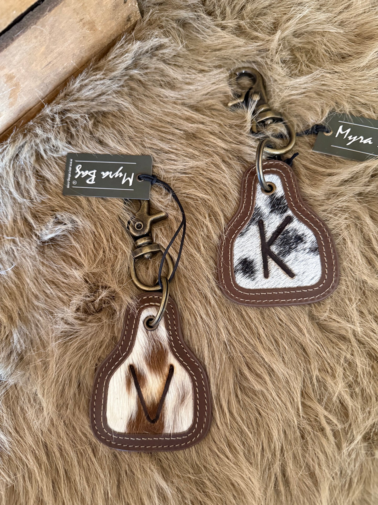 Cow Tag Cowhide Key Ring, Bag Charm, Free Custom Branding