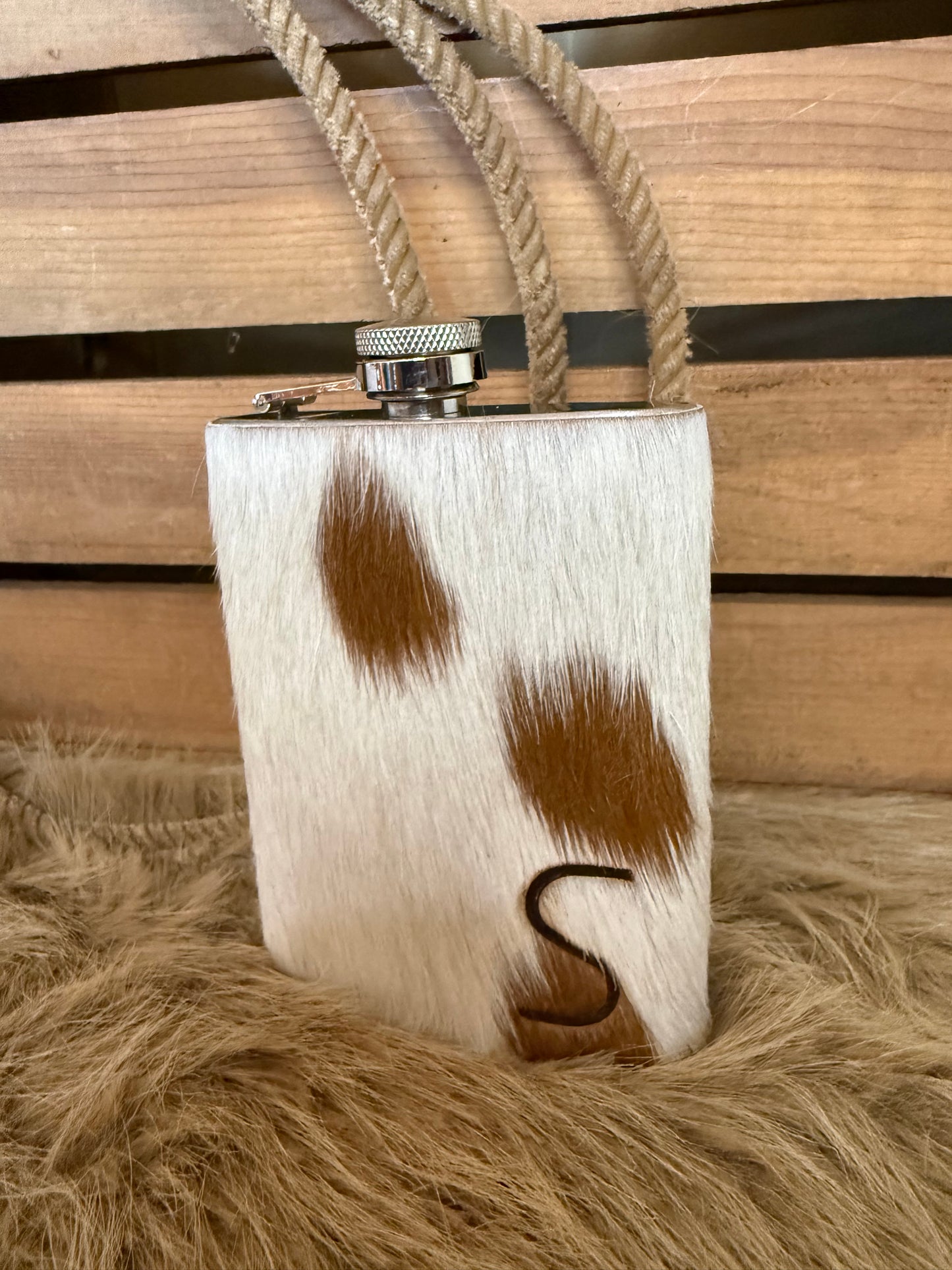 Cowhide Flask; Personalized, Free Custom Branding