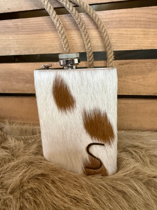 Cowhide Flask; Personalized, Free Custom Branding