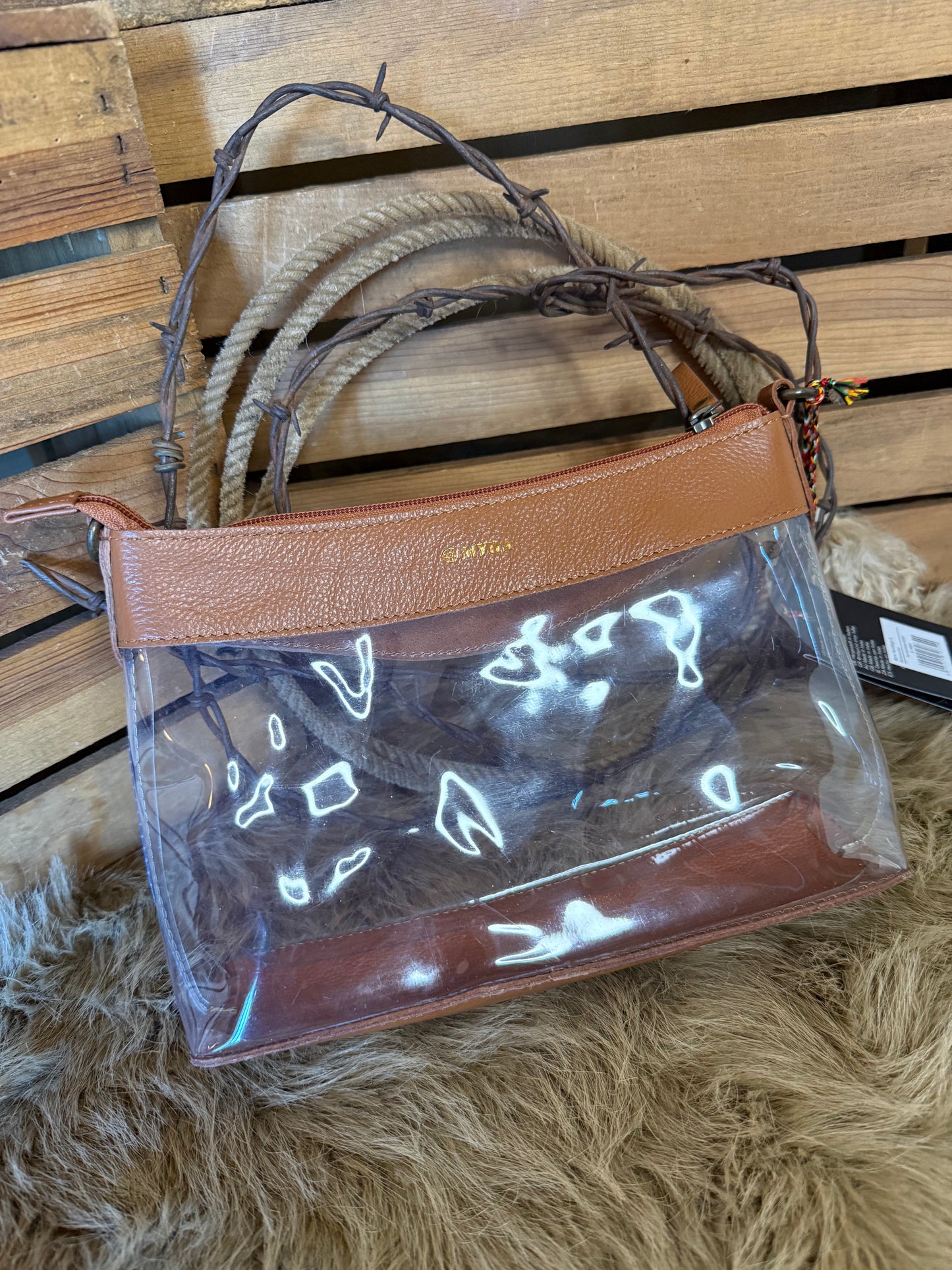 Clear Crossbody Bag: Western Concert Purse with Tooled Leather