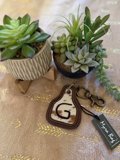 Cow Tag Cowhide Key Ring, Bag Charm, Free Custom Branding