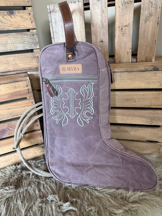Western Boot Bag, Canvas with Boot Stitching detail
