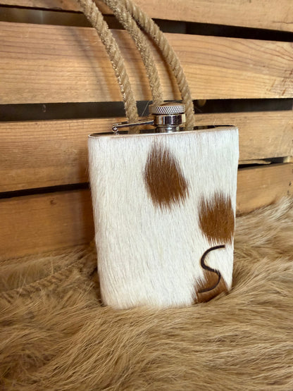 Cowhide Flask; Personalized, Free Custom Branding