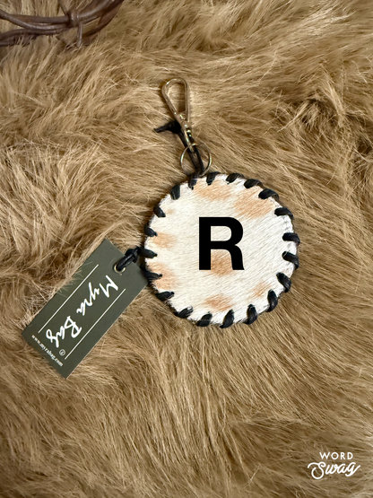 Custom Branded Cowhide Western Star Key Ring, Bag Charm