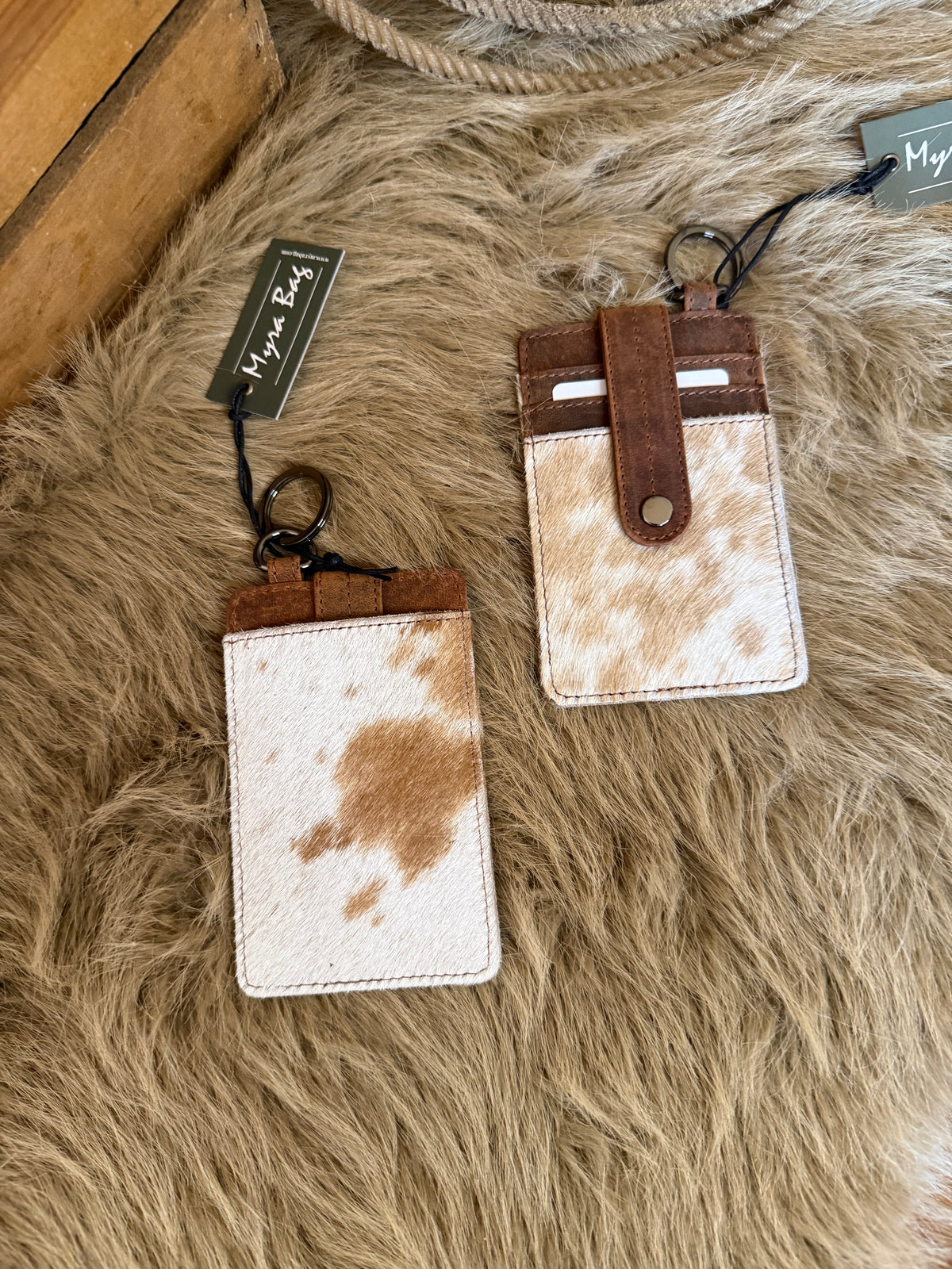 Cowhide Western Key Chain Credit Card Wallet: Custom Branded