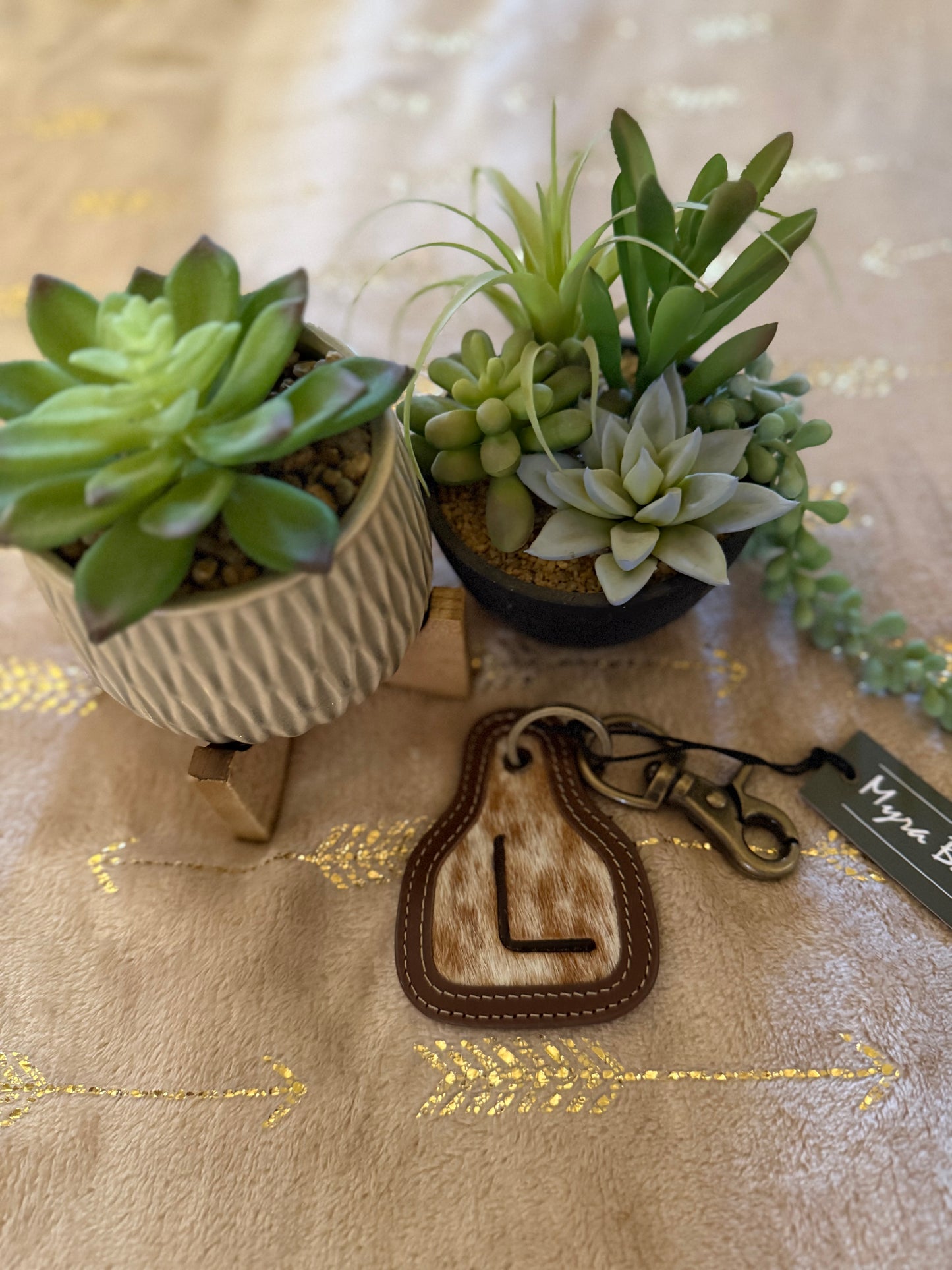 Cow Tag Cowhide Key Ring, Bag Charm, Free Custom Branding