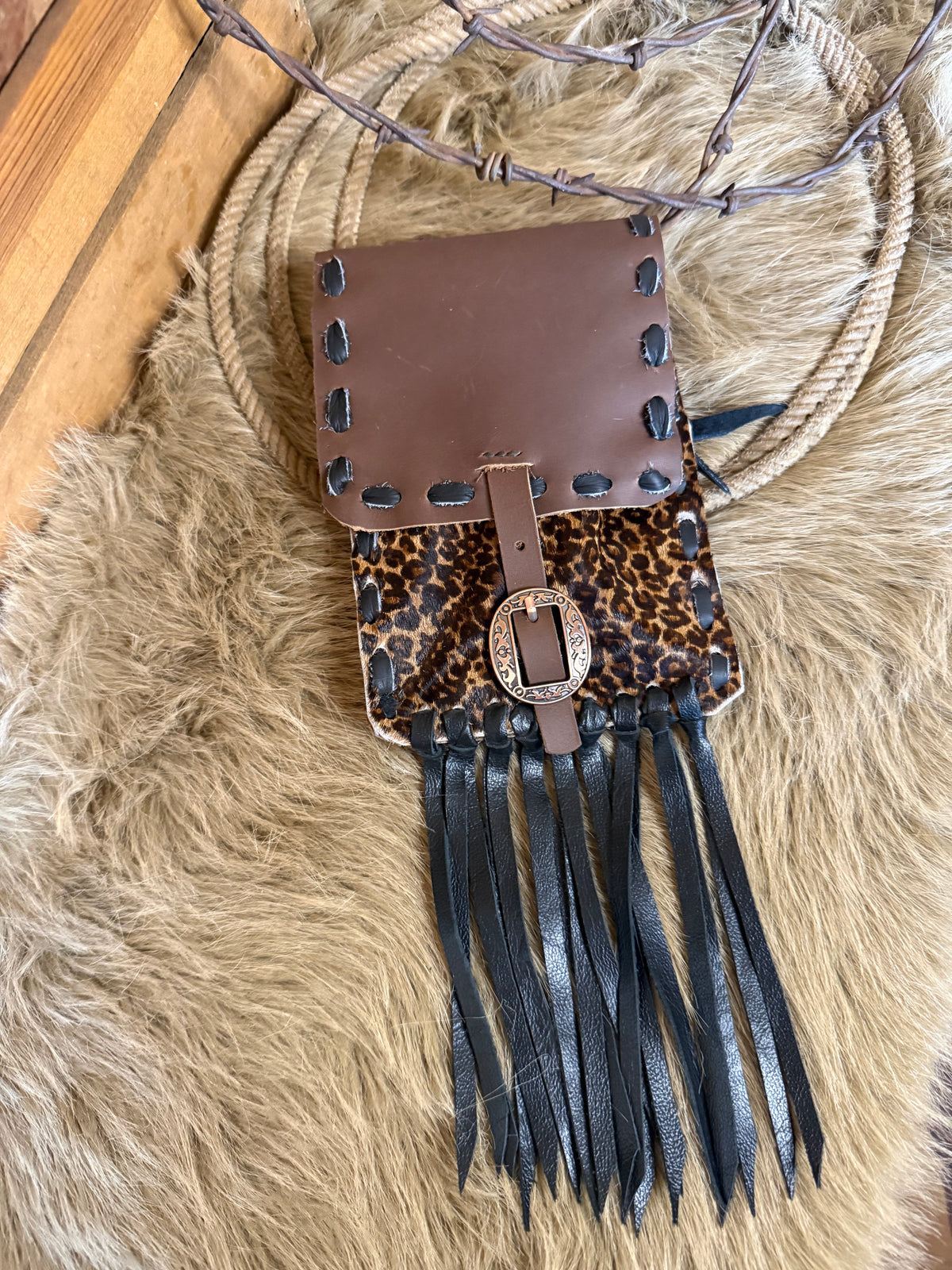 Cowhide Saddle Cell Phone Sack, Free Custom Branding