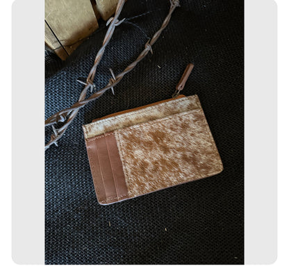 Travel Credit Card Cowhide Wallet with Coin Purse, Free Custom Branding