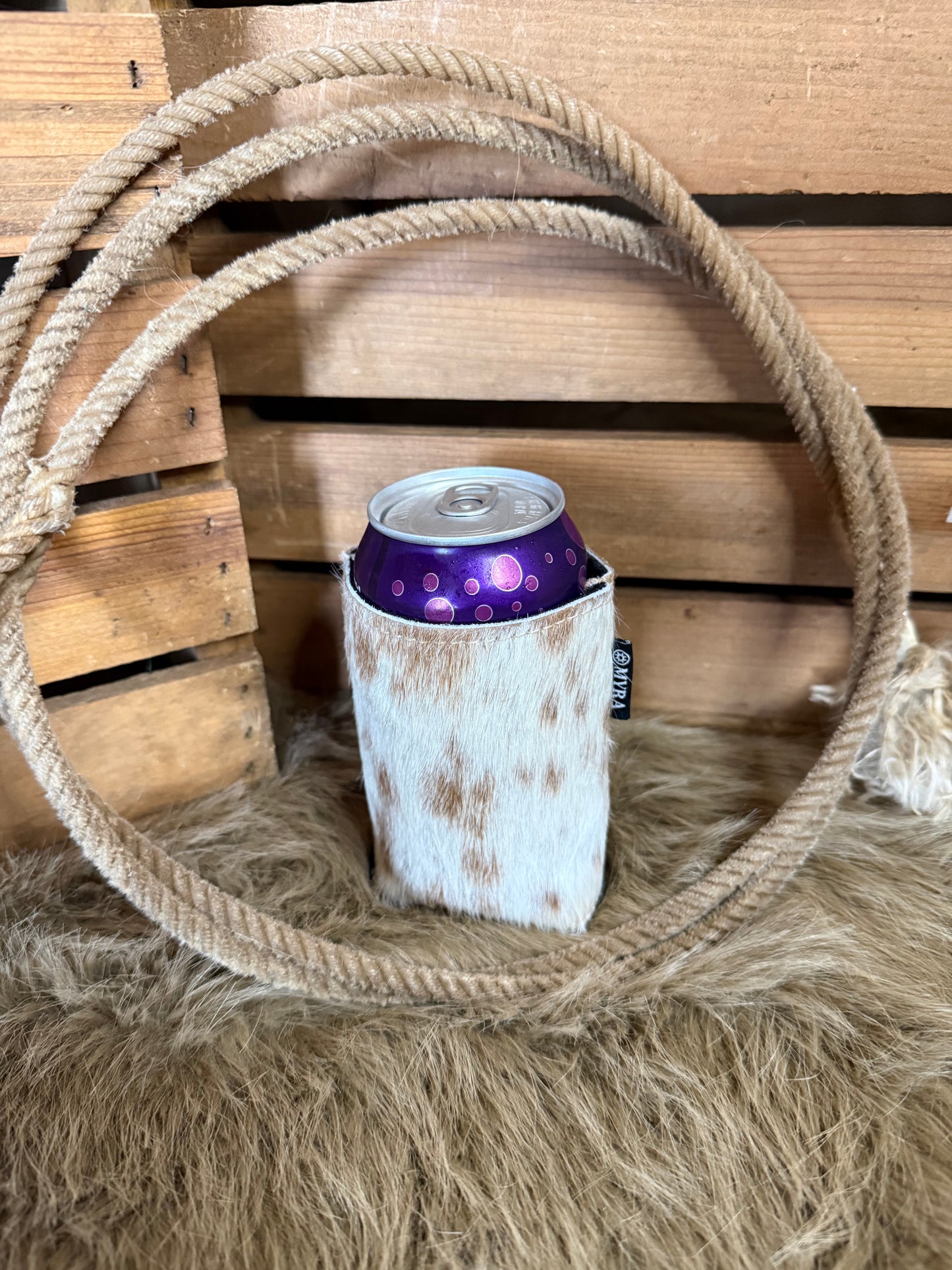 Cowhide Drink Holder, Free Custom Branding, Insulated Beverage Cooler