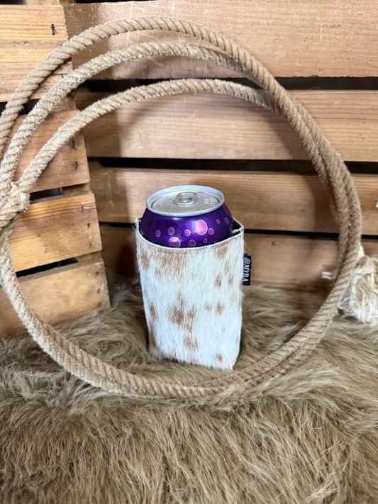 Cowhide Drink Holder, Free Custom Branding, Insulated Beverage Cooler