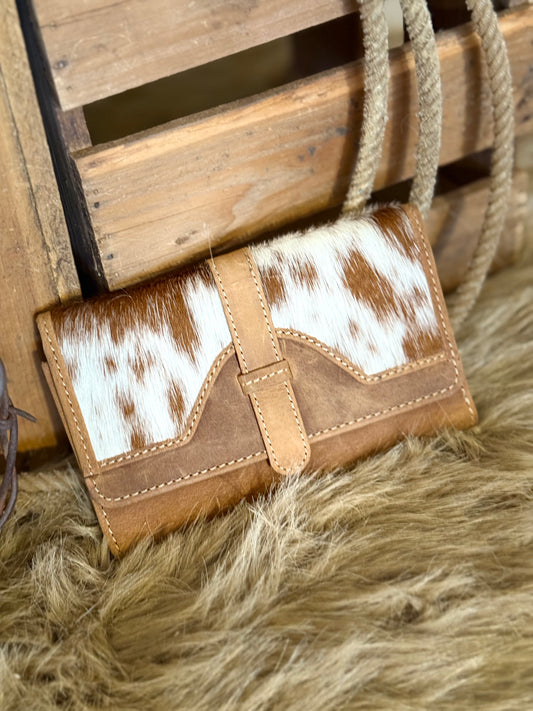 Western Cowhide and Leather Wallet, Custom Branded Leather Wallet, The Antelope Trail Wallet