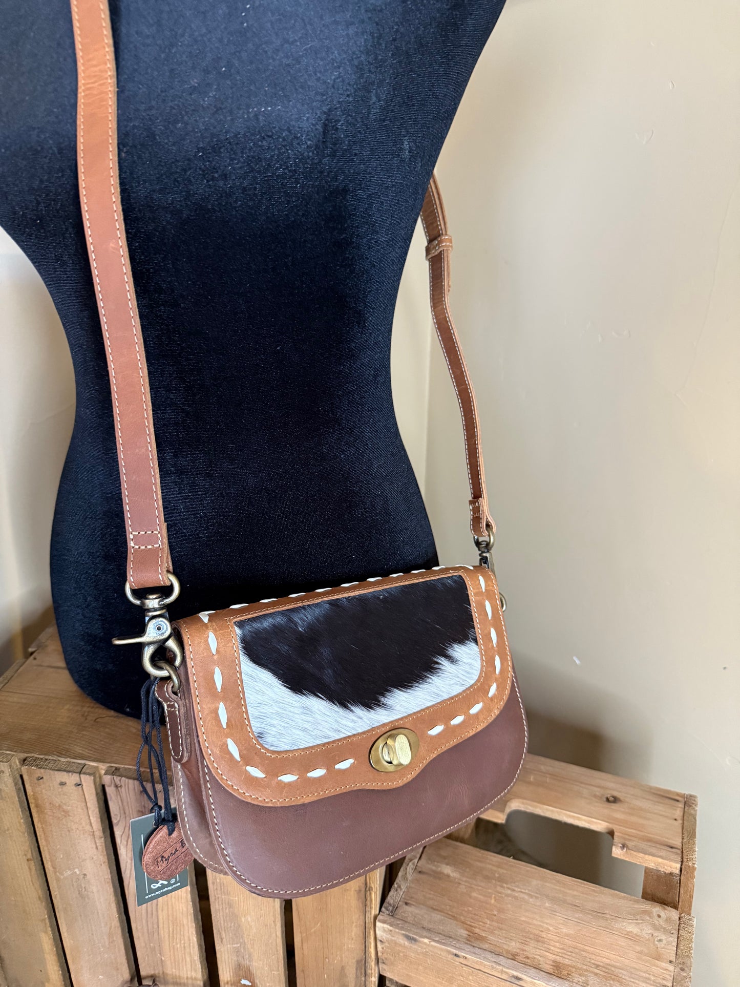 Western Cowhide and Leather Crossbody Bag, Cowhide and Leather Crossbody Bag, Crossbody Purse, The Laramie Bag