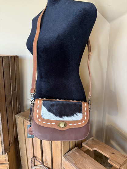 Western Cowhide and Leather Crossbody Bag, Cowhide and Leather Crossbody Bag, Crossbody Purse, The Laramie Bag