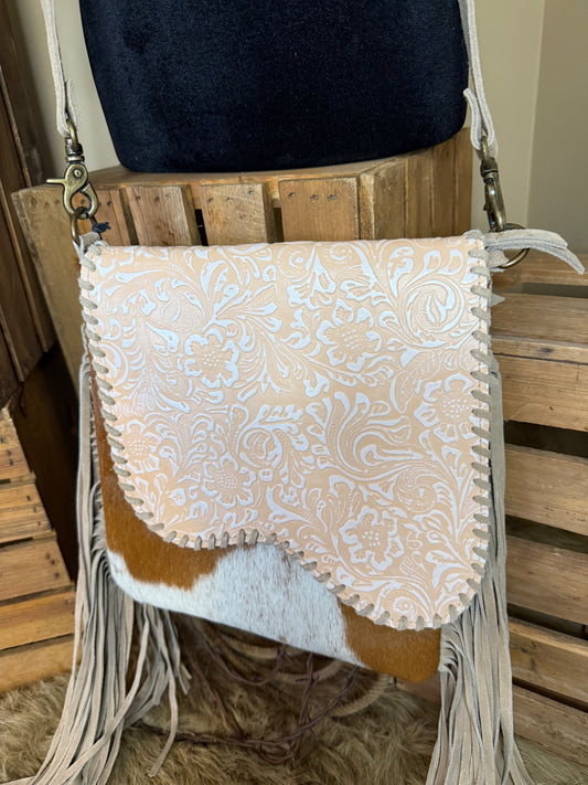 Western Cowhide Fringed Conceal and Carry Crossbody Bag, Cowhide Crossbody Purse, The Annie Oakley Purse