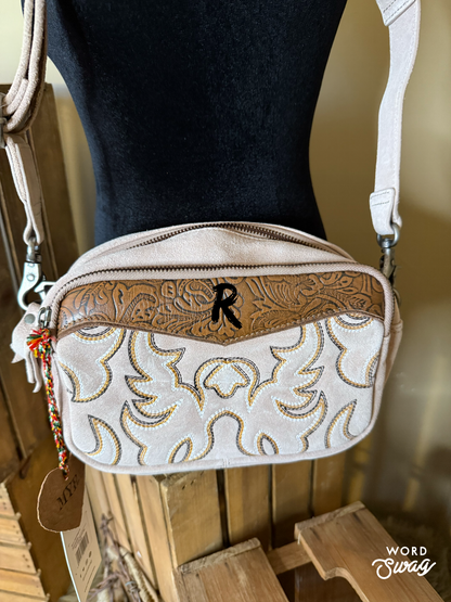 Western Boot Stitched Crossbody Bag,  Tooled Leather Crossbody Bag, Crossbody Purse, The Maverick and Outlaw Bag