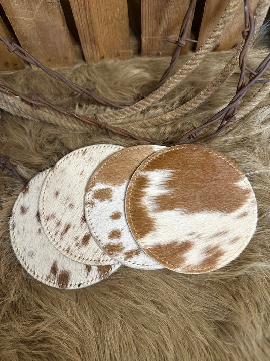 Custom Branded Cowhide Coasters
