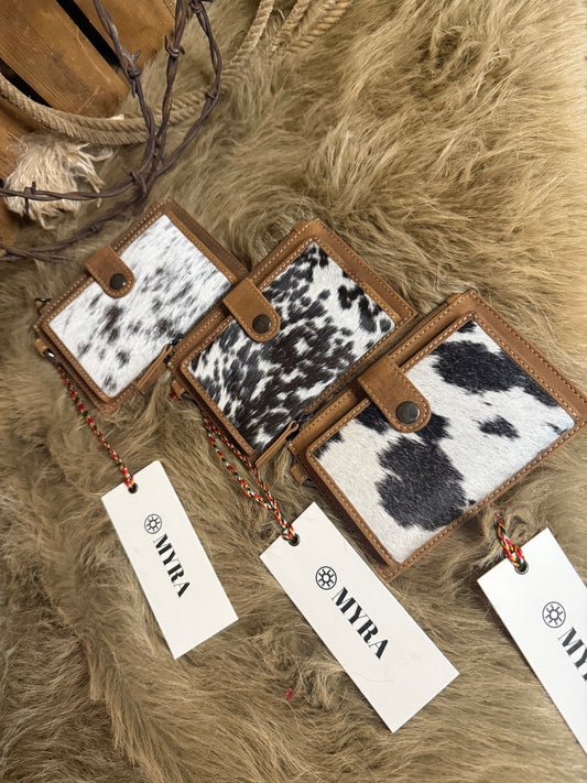 Custom Branded Cowhide Western Travel Credit Card Wallet with Snap and Coin Purse, Personalized