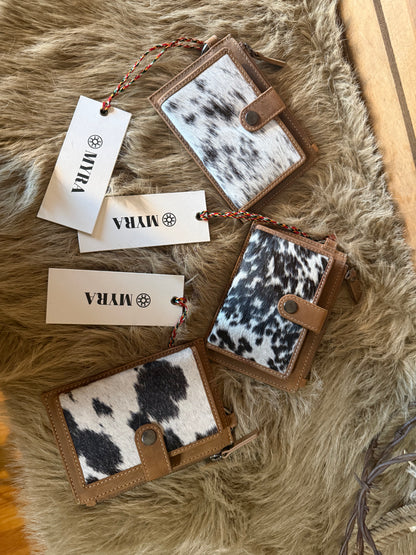 Custom Branded Cowhide Western Travel Credit Card Wallet with Snap and Coin Purse, Personalized