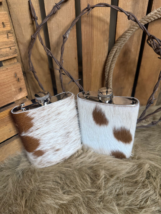 Cowhide Flask; Personalized, Free Custom Branding