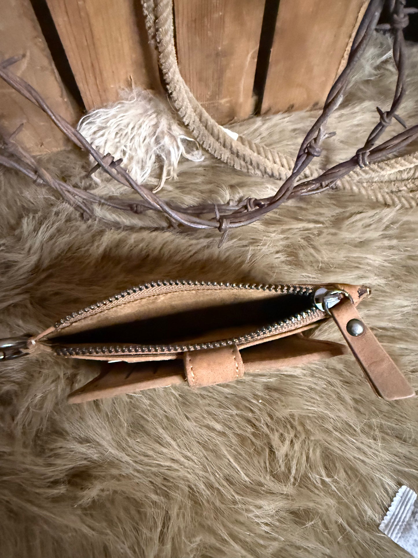 Custom Branded Cowhide Western Travel Credit Card Wallet with Snap and Coin Purse, Personalized