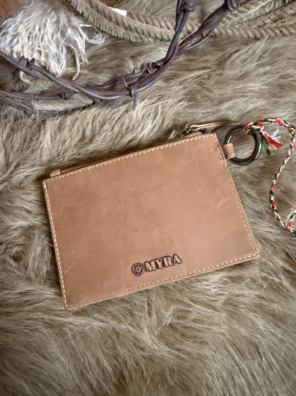 Custom Branded Cowhide Western Travel Credit Card Wallet with Snap and Coin Purse, Personalized