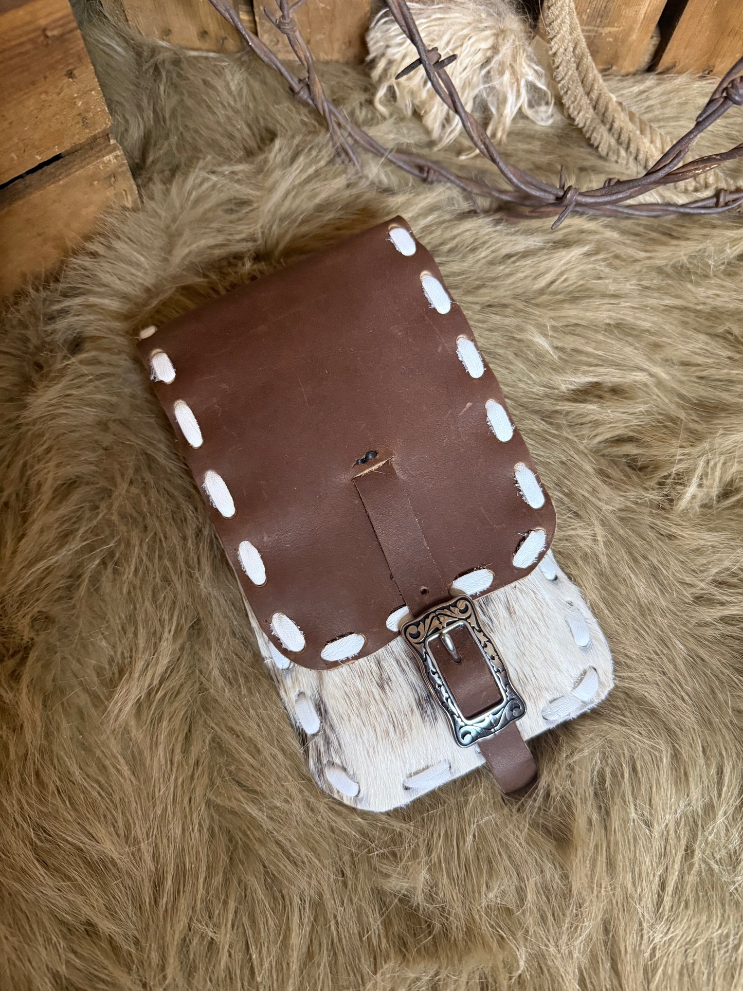 Cowhide Saddle Cell Phone Sack, Free Custom Branding