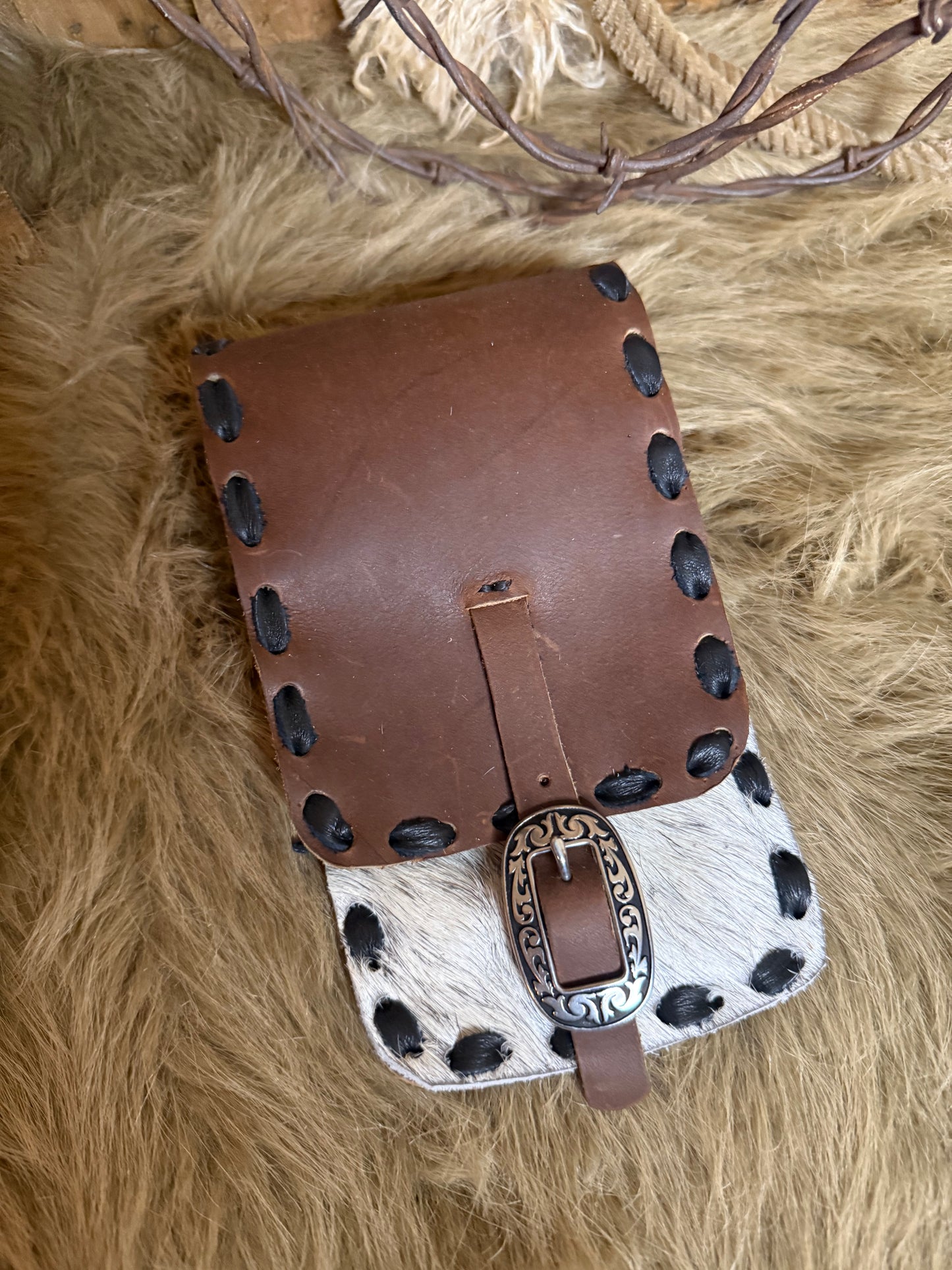 Cowhide Saddle Cell Phone Sack, Free Custom Branding