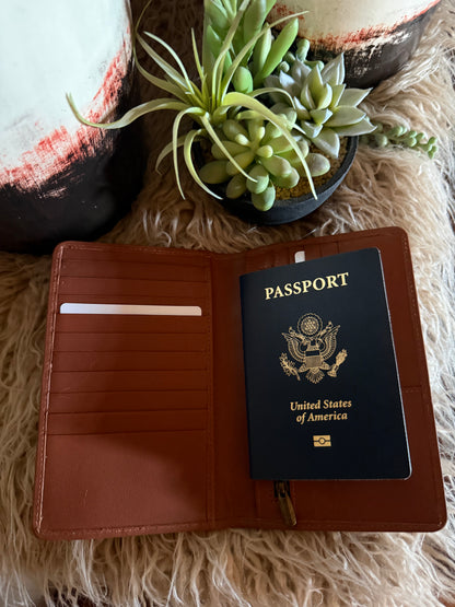 Cowhide Passport Wallet Holder, Free Custom Branding, Personalized Western Passport Wallet, Gift for Travel