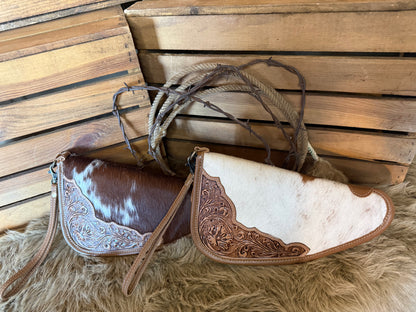 Cowhide and Tooled Leather Western Gun Case; Custom Branded