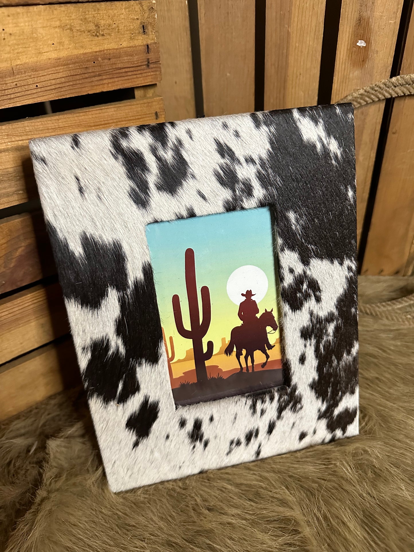 Custom Branded Cowhide Photo Frame