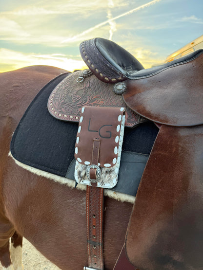 Cowhide Saddle Cell Phone Sack, Free Custom Branding